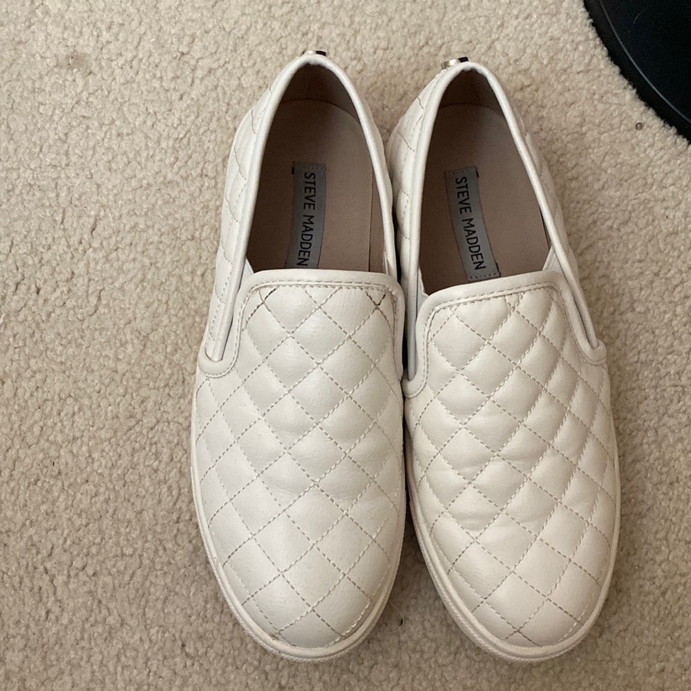 White Steve Madden Slip Ons